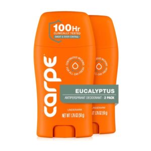 Carpe 100-Hour Deodorant Antiperspirant. Eucalyptus – 2 Pack