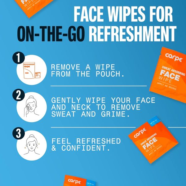 Carpe Sweat Absorbing Face Wipes (15 Facial Wipes).