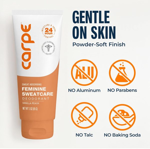Carpe Feminine Sweatcare Intimate Deodorant – pH Balanced. 24Hr Moisture & Odor Control Whole Body Deodorant for Women