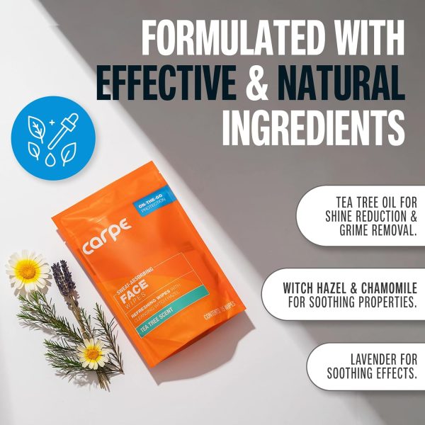 Carpe Sweat Absorbing Face Wipes (15 Facial Wipes).