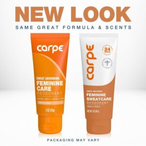 Carpe Feminine Sweatcare Intimate Deodorant – pH Balanced. 24Hr Moisture & Odor Control Whole Body Deodorant for Women