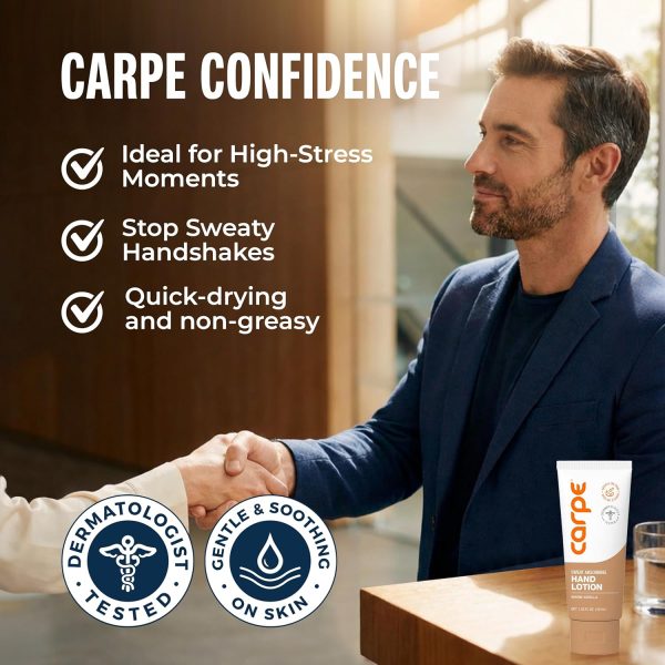 Carpe Sweat Absorbing Hand Lotion. A dermatologist-recommended.