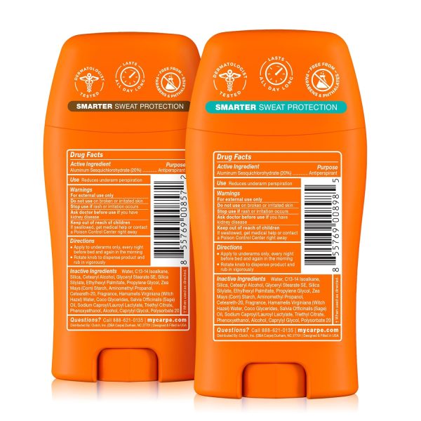 Carpe Antiperspirant Deodorant for Men. Sandalwood & Clean Sport – 2 Pack