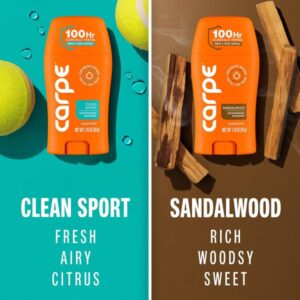 Carpe Antiperspirant Deodorant for Men. Sandalwood & Clean Sport – 2 Pack